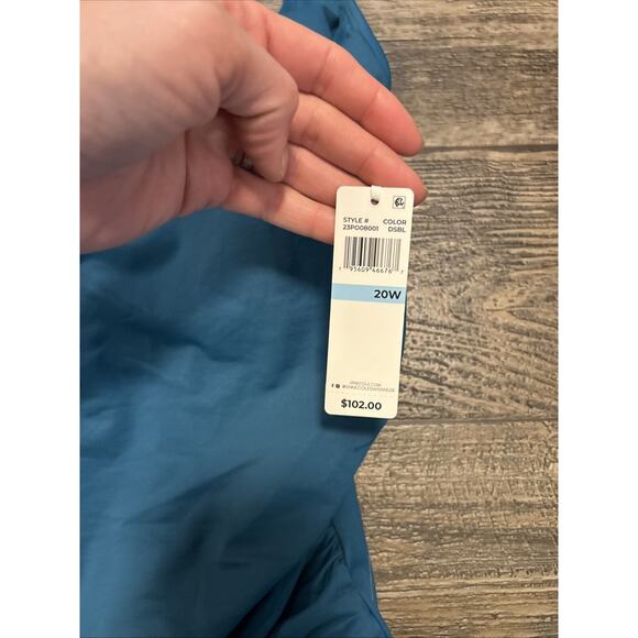 $102 NWT Anne Cole Square Neck Front Shirred One Piece Swimsuit Women's Teal 20W - Picture 5 of 6